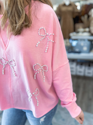 Pink Pretty In Pearls Long Sleeve Top