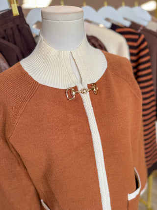 Brown Parker Knit Clasp Cardigan