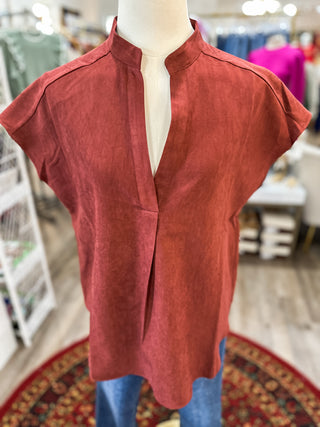DOORBUSTER: Deep Rust Soft Matte Drop Shoulder Blouse