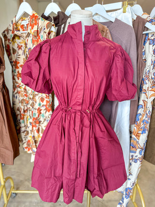 Burgundy Social Hour Cinched Waist Mini Dress