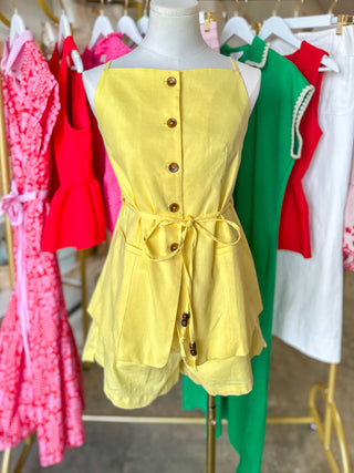 The Lemon Yellow Street Style Sweetheart Shorts Set