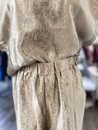 Gold Textured Holiday Spirit Pants Set
