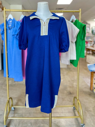 Navy Andie Half Zip Mini Dress