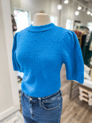 Ocean Blue Bow Cozy Knit Sweater