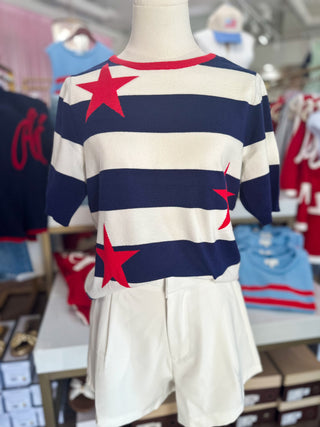 Star-Spangled Summer Short Sleeve Sweater