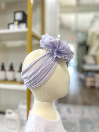 Lavender Frilly Frou Ruffle Headband Bow
