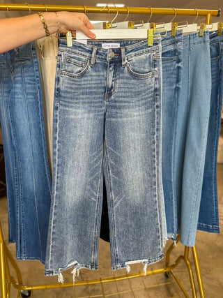 Medium Wash Amazing Vintage Mid Rise Crop Flare Denim Jeans