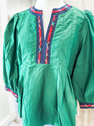 Green Winterberry Plaid Top