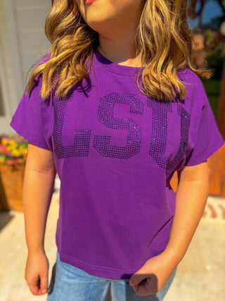 Purple LSU MVP Rhinestone Tee