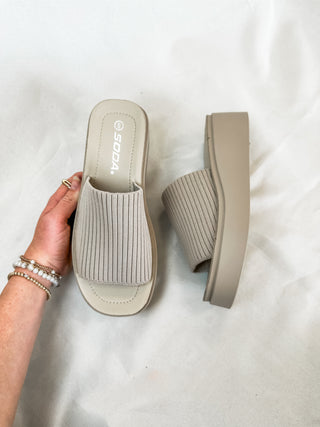 Nude Stretch Fabric Summer Casual Slides