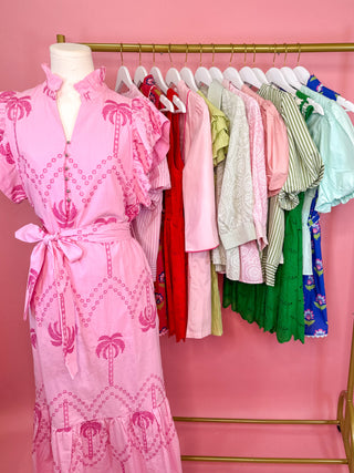 The Pink Paradise Belted Midi Dress