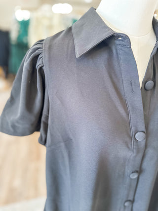 Midnight Charm Button Down Collared Dress