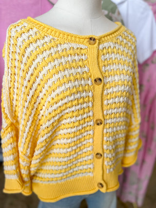 Little Miss Sunshine Knit Button Down Top
