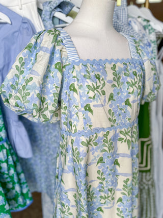 Blue & Green Sweet Wisteria Midi Dress