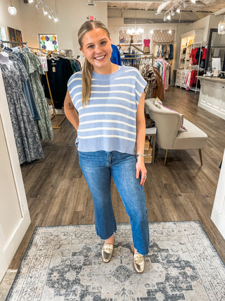 Light Blue Sunshine Daze Striped Sleeveless Sweater