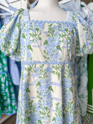 Blue & Green Sweet Wisteria Midi Dress