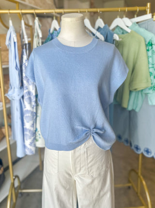 Sky Blue Soft Serenity Knot Sweater Top