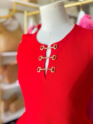 Scarlet Gold Link Elegance Peplum Top