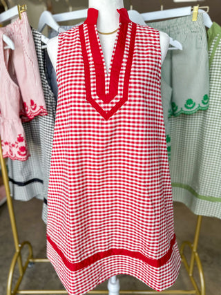 The Red Harbor Line Gingham Mini Dress