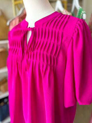 Hot Pink Pintuck Detail Everyday Top
