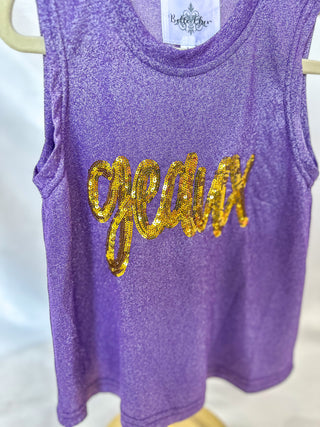 GEAUX Purple Glitter Tank