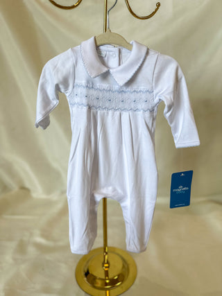 Light Blue Landon's Smocked Collar Playsuit