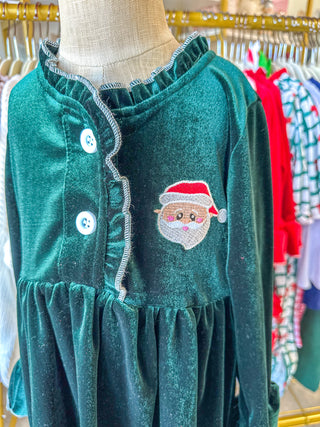 A Classic Christmas Embroidered Velvet Dress