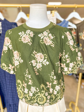 Olive Garden Tapestry Embroidered Top