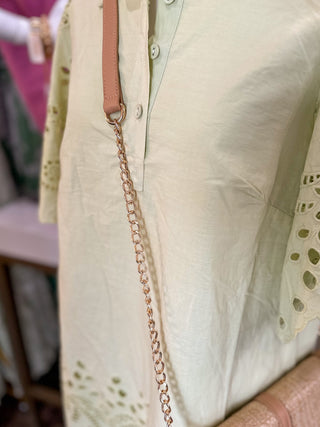 Natural Lattice Cecillia Circle Logo Handbag | Caroline Hill