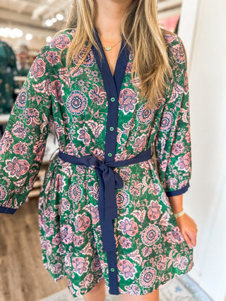 Paisley Grove Button Down & Belted Mini Dress