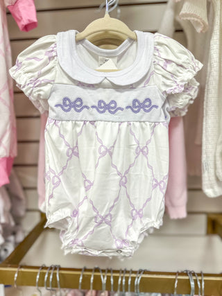 Purple Bow Short Sleeve Bubble