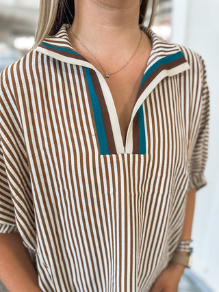 Caramel Sophisticated Stripes Top