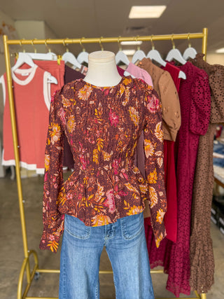 Wildflower Season Smocked Peplum Top
