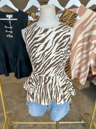 Ecru Untamed Charm Peplum Top