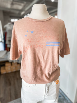 Soft Pink Stars And Stripes Mineral Wash Top