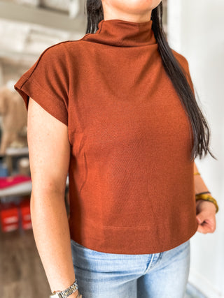 Clara Rust Mock Neck Top