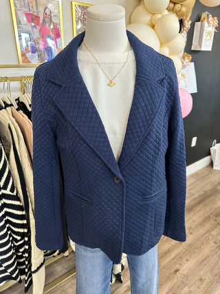 Navy Textured Takeover Blazer