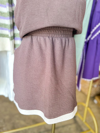 Brown/Cream Cloudy Knit Colorblock Skort