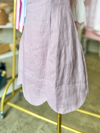 Lavender Pretty in Pastel Scallop Mini Dress