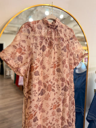 Taupe Wren Floral Maxi Dress