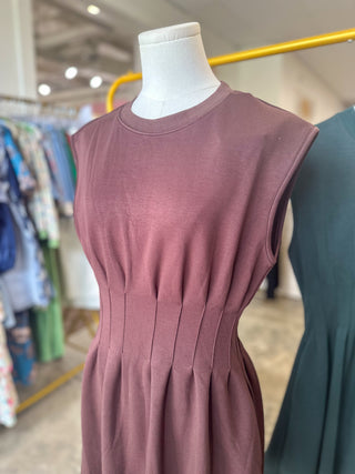 Brown Weekend Win Pleated Mini Dress