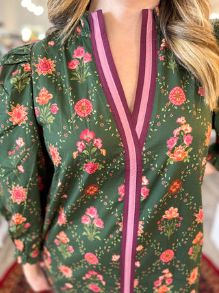 The Olive Floral Path Mini Dress