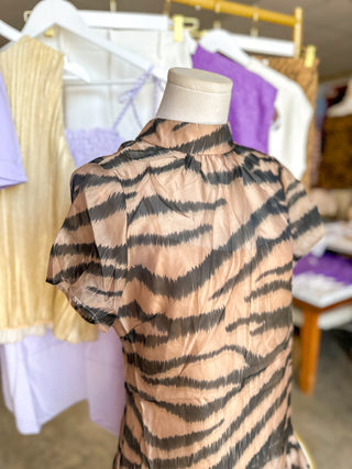 Tiger Stripe Satin Statement Mini Dress