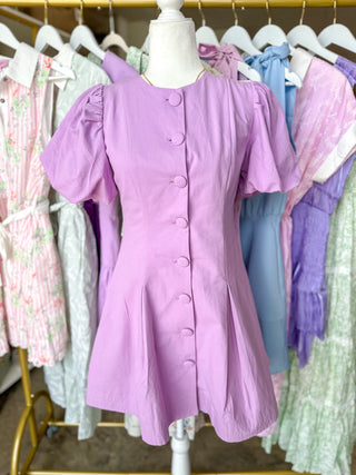 The Lovely in Lavender Button Mini Dress