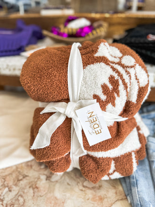 Super Soft Football Bow Print Blanket