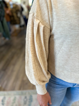 Oatmeal Essential Mock Neck Sweater
