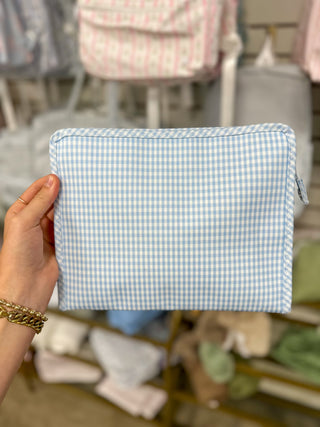 TRVL Mist Gingham Large Roadie Zip Pouch