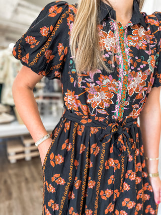Black Harvest Honey Midi Dress