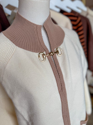Cream Parker Knit Clasp Cardigan