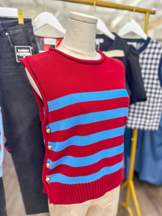 Burgundy Uptown Stripe Sweater Tank